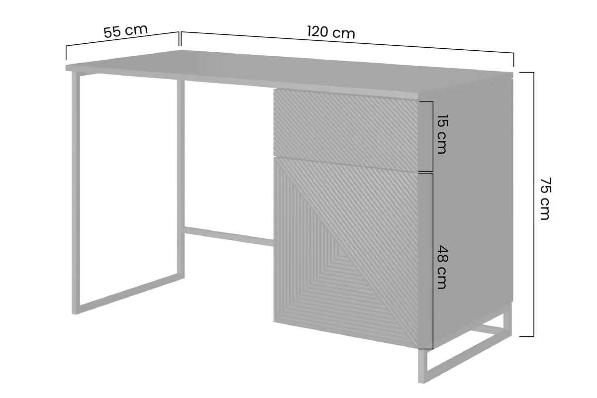 Psací stůl Asha 120 cm - bílý mat / černý rám psací stůl Asha 120 cm z szuflada - bílý mat / černá Rošt