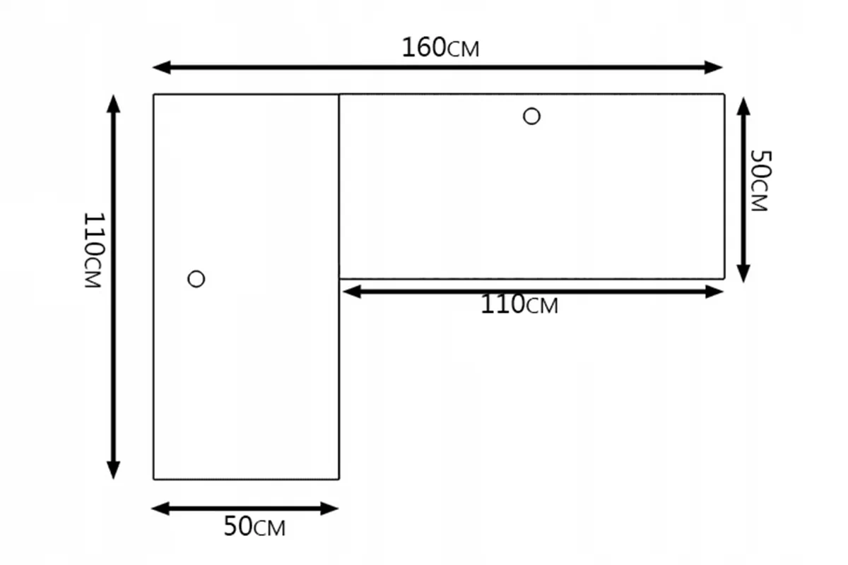 PC stôl Nelmin 160 cm ľavá - biela / čierna Písací stôl gamingowe Nelmin 160 cm na kovových nohách lewe - biela / čierny 