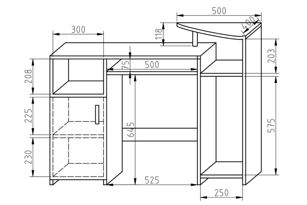 Písací stôl BK57 116 cm Písací stôl mlodziezowe K57 z wneka na komputer 116 cm