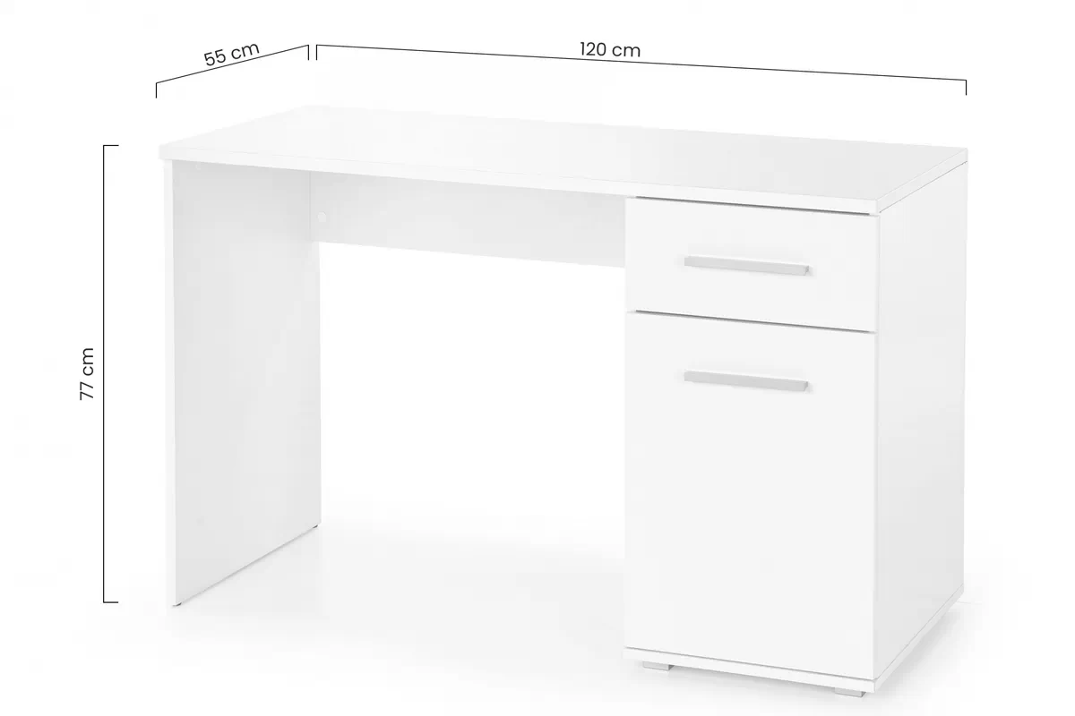 Písací stôl so skrinkou a zásuvkou Lima B -1 - biela Písací stôl mlodziezowe Lima B-1 - 120 cm - Biely