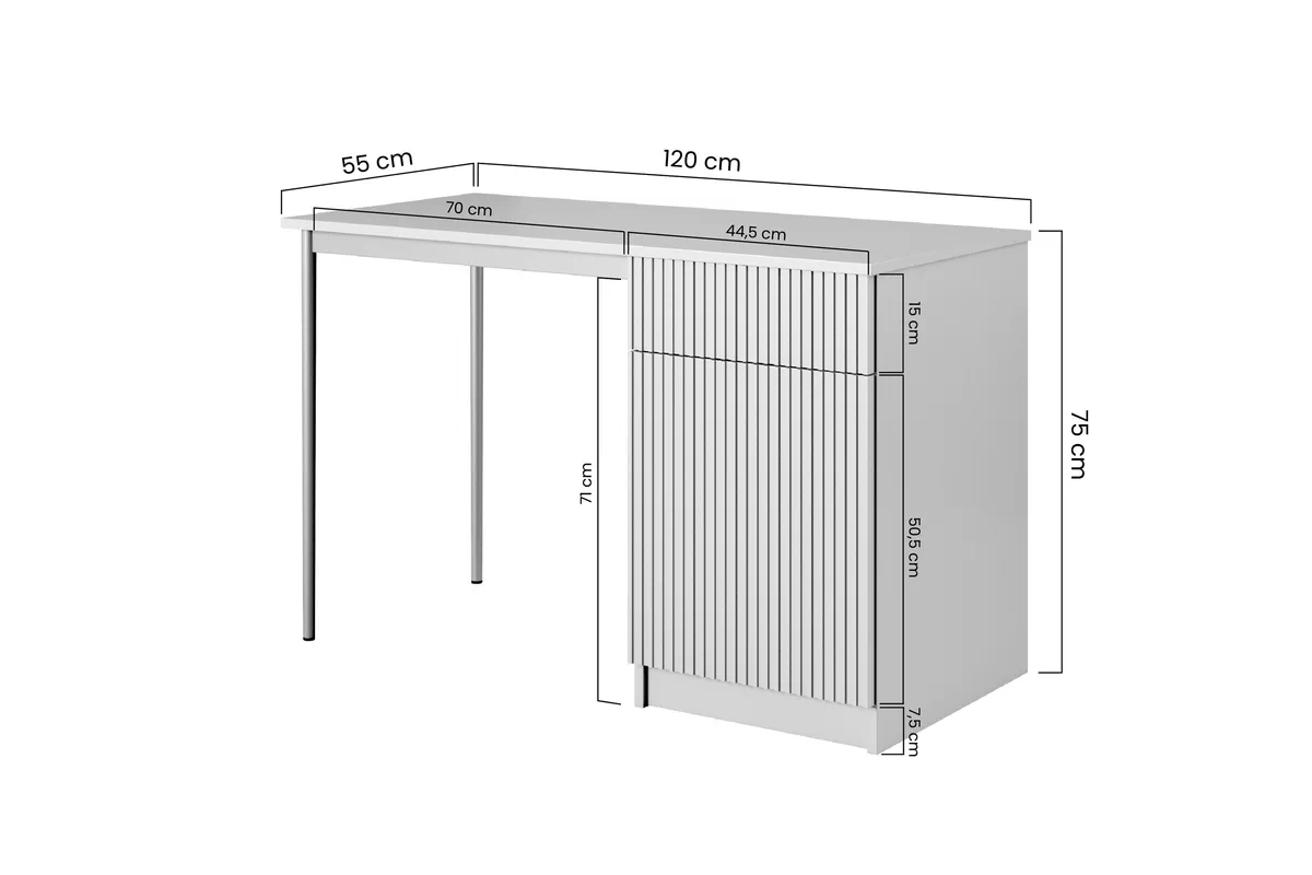 Písací stôl Nicole 120 cm - biely mat / čierny nožičky Písací stôl Nicole z szuflada 120 cm - biely mat / čierny nozki