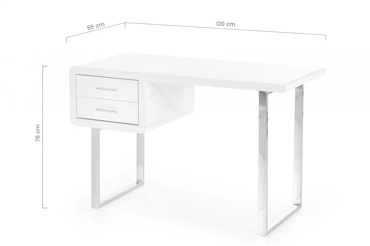 Psací stůl se zásuvkami Salwin 120 cm - bílý / chrom psací stůl se zásuvkami Salwin 120 cm - bílá / Chromovaný