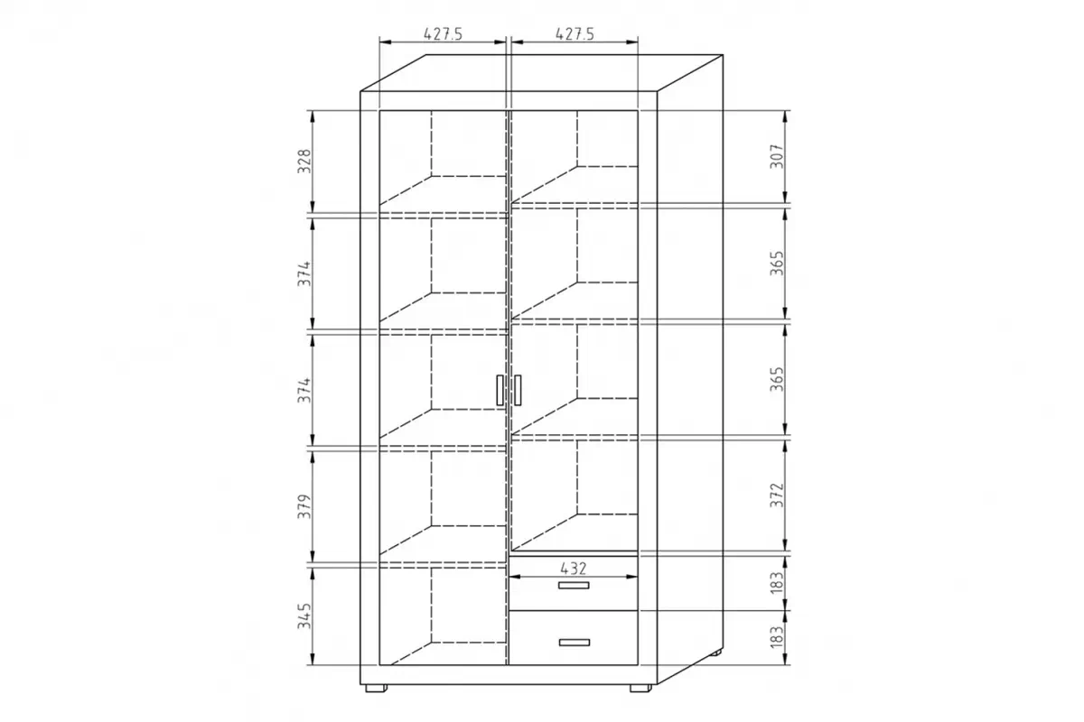 Skříň Bahama S3 - 100 cm dvoudveřová skříň Bahama z dwiema zásuvkami 100 cm