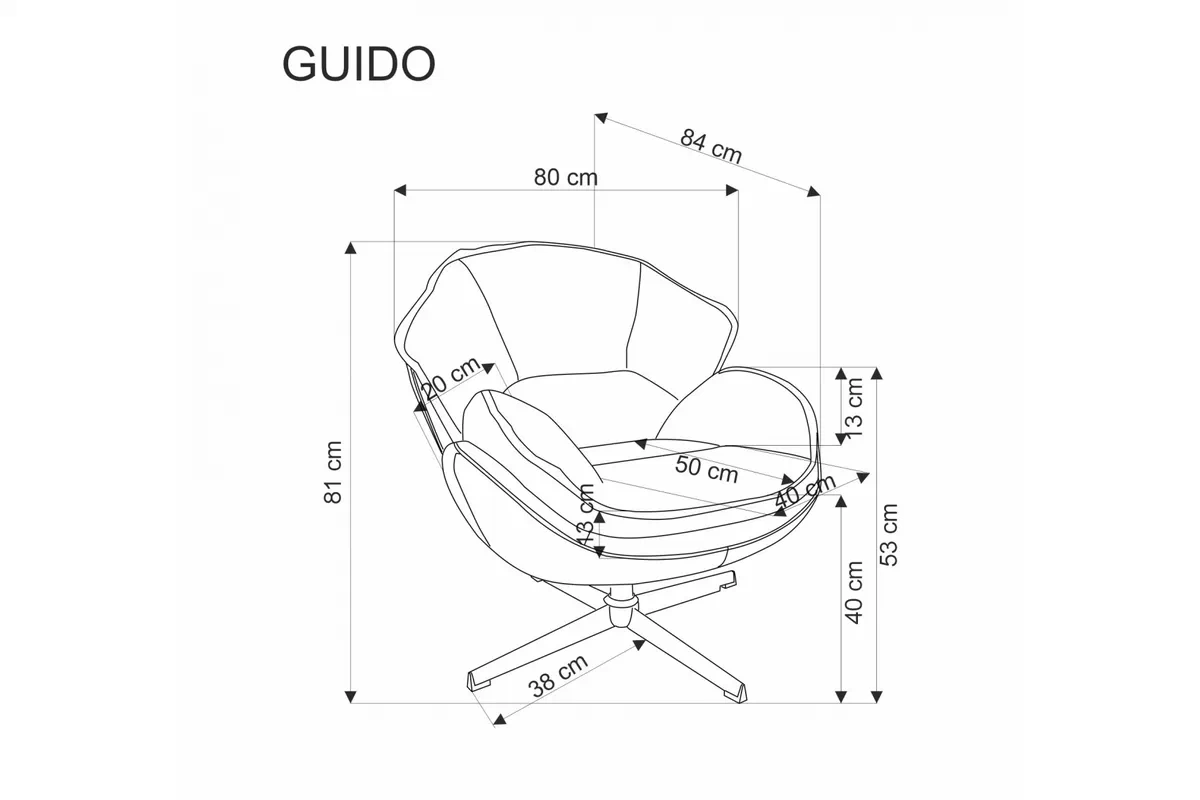 GUIDO scaun relaxare cenușă Fotel wypoczynkowy Guido obrotowy - cenușă / chrom