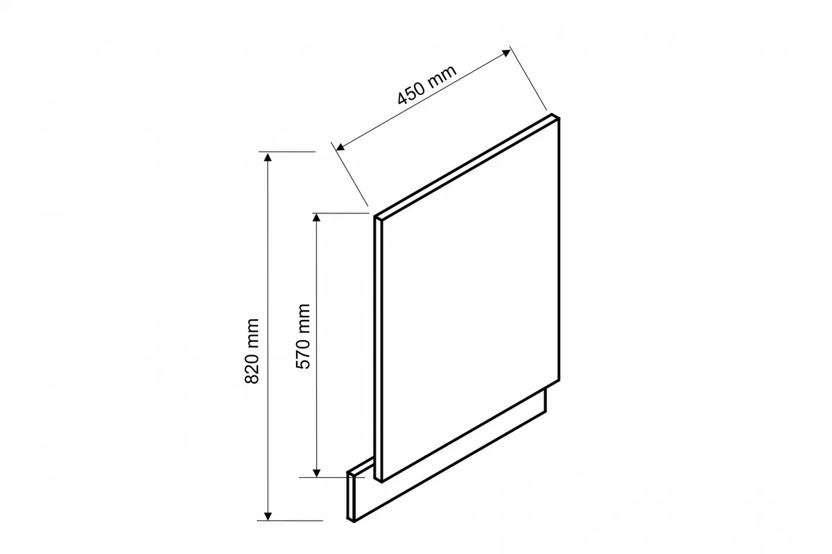 Dvierka na umývačku 45 cm s odkrytým panelom Brit 45PO - béžový mat Predná časť do umývačky 45 cm s odkrytým panelom Brit 45PO - béžový mat