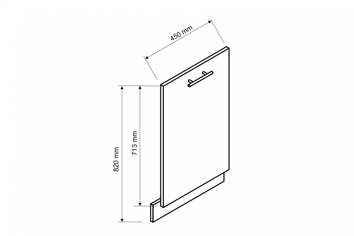 Dvierka na umývačku 45 cm s krytým panelom Brit 45PZ - béžový mat Predná časť do umývačky 45 cm s krytým panelom Brit 45PZ - béžový mat