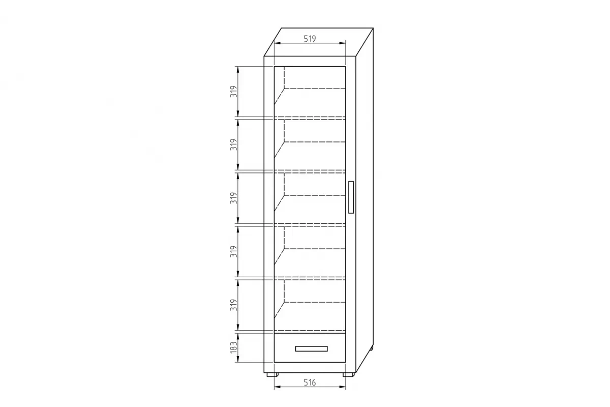 Skriňa BA -S6 - Systém Bahama jednodverová Skriňa Bahama z szuflada 58 cm