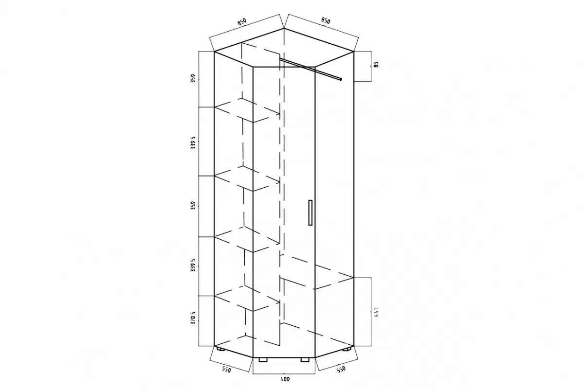 Rohová skříň Oliwia SN - 85 cm jednodveřová skříň Oliwia rohová 85 cm