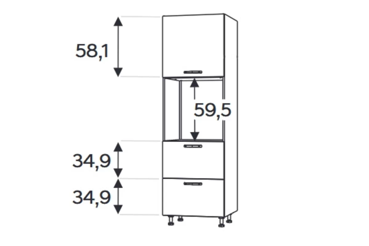 Kuchyňský regál Kammono F11 SDP60SS2 se zásuvkami pro vestavbu trouby KAMMONO F11 SDP60SS2 - regál kuchenny s zásuvkami do zabudowy piekarnika 