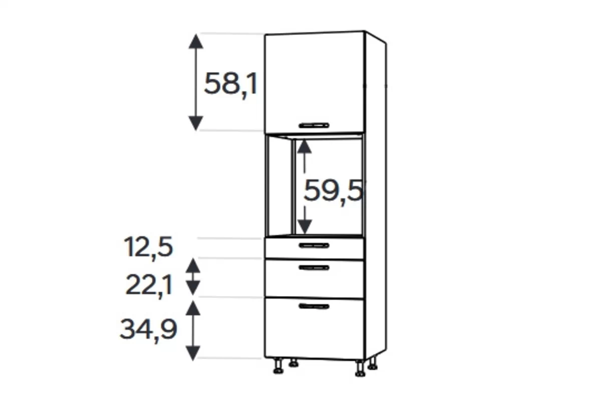 KAMMONO F11 SDP60SS3 - regál kuchenny s zásuvkami do zabudowy piekarnika KAMMONO F11 SDP60SS3 - regál kuchenny s zásuvkami do zabudowy piekarnika