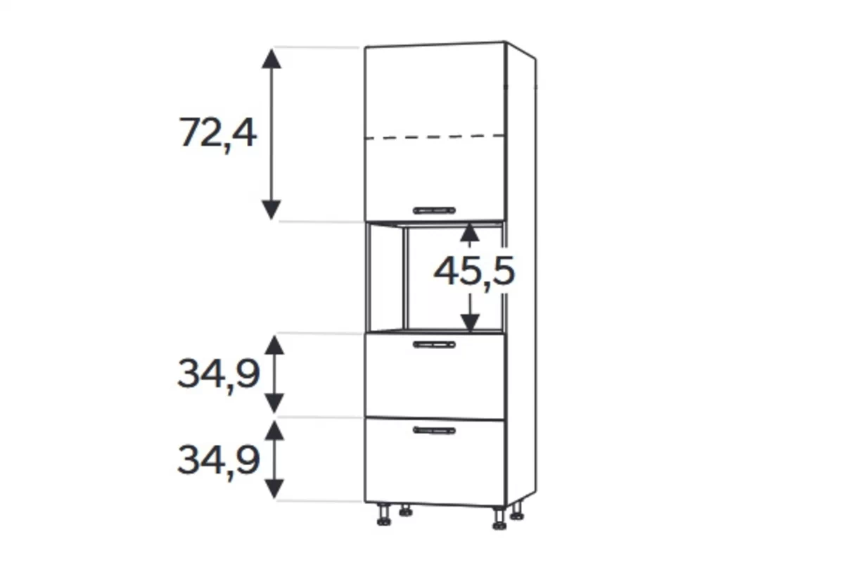 Kuchyňský regál Kammono F11 SDPK60SS2 se zásuvkami pro vestavbu kompaktní trouby KAMMONO F11 SDPK60SS2 - regál kuchenny s zásuvkami do zabudowy piekarnika kompaktowego