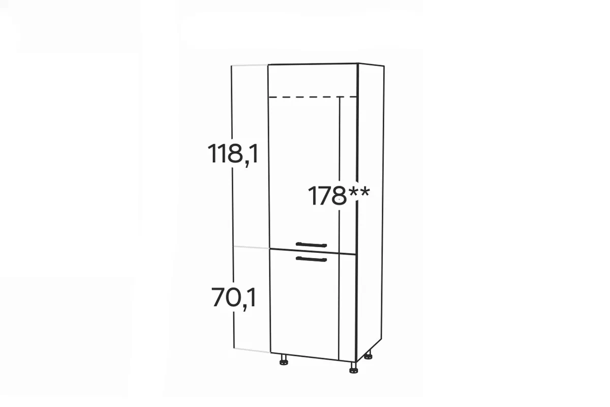 KAMMONO K2 BLACK SL60 - kuchynská skrinka na chladničku KAMMONO SL60 - zabudowa lodowki - P2 i K2 BLACK