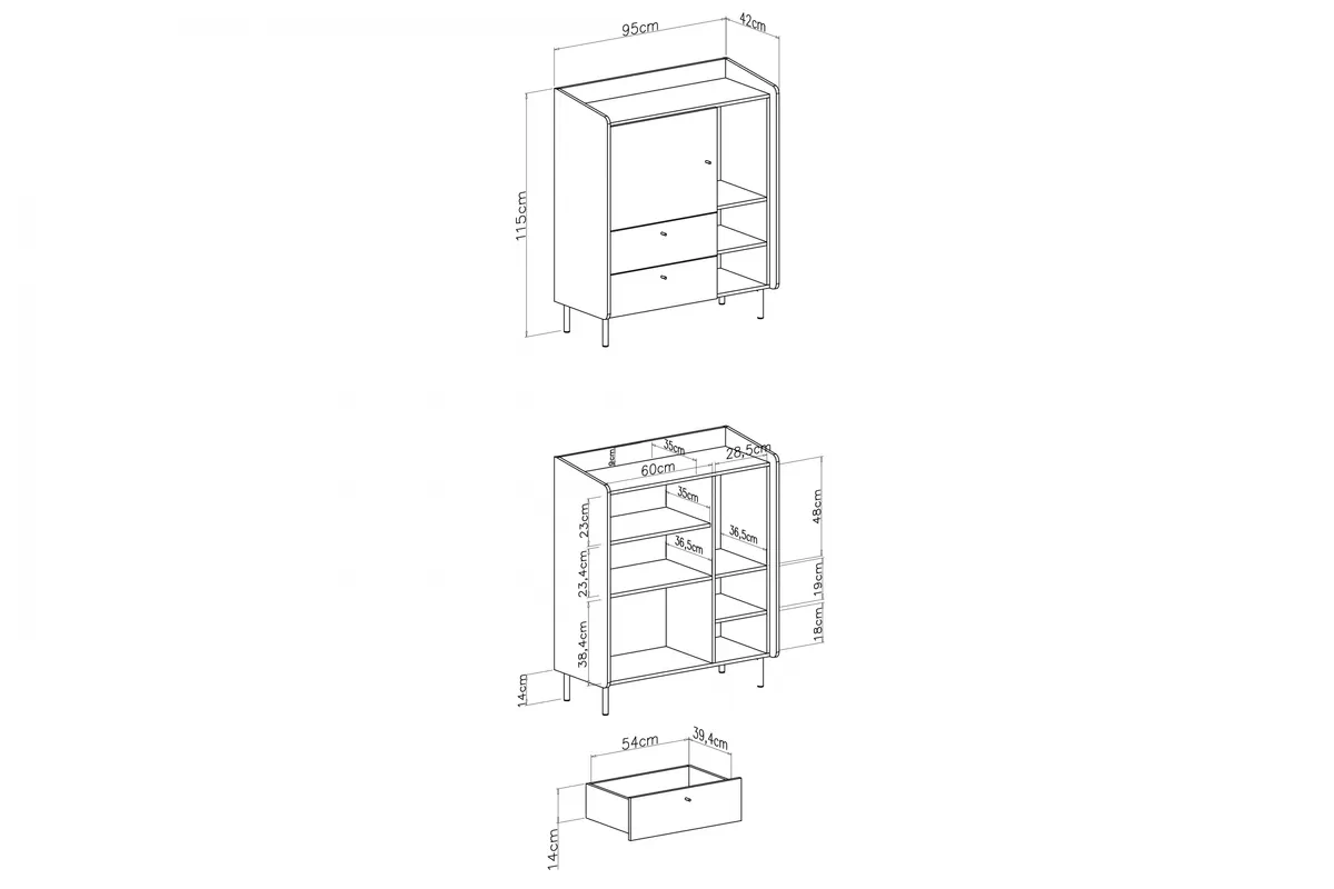 Comoda Alessio 9 cu sertare 95 cm - bej nisipiu / stejar uleiat Comoda Alessio 9 cu sertare 95 cm - bez piaskowy / stejar olejowany