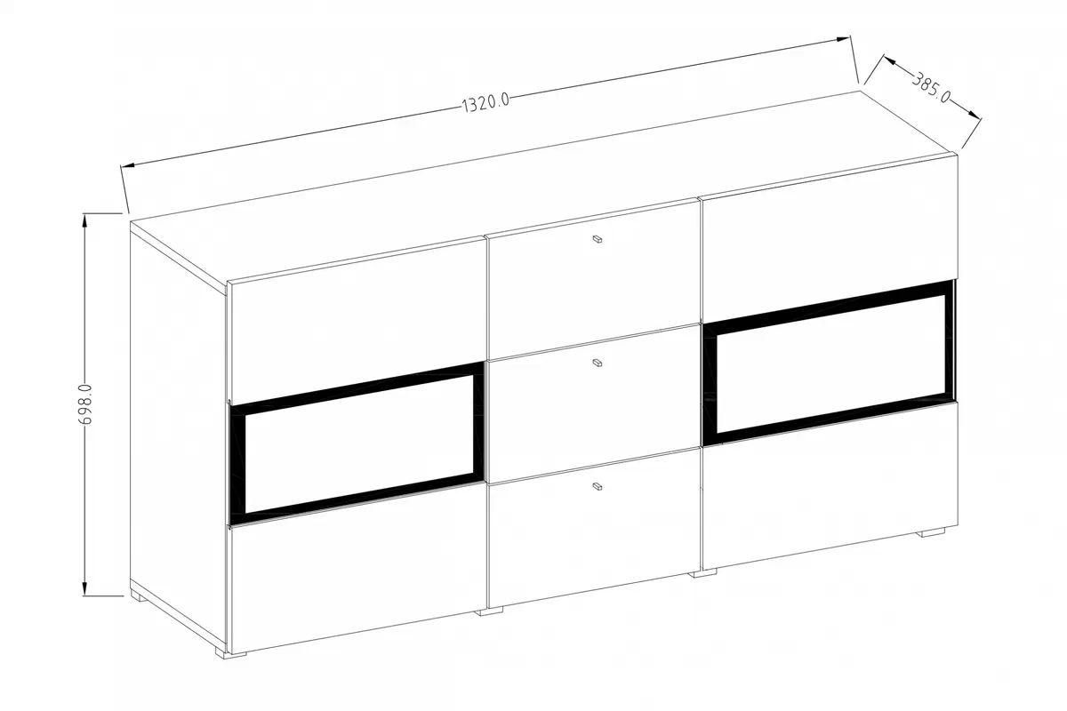 Komoda Baros 26 - 132 cm - bílý lesk Komoda Baros 26 se zásuvkami 132 cm - bílý lesk