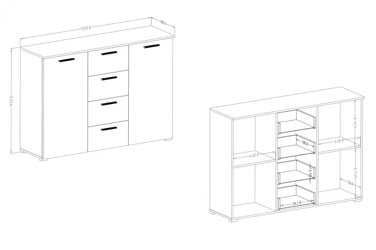 Komoda Beta 26 - biela - 132 cm Komoda Beta 26 so zásuvkami 132 cm - Biely