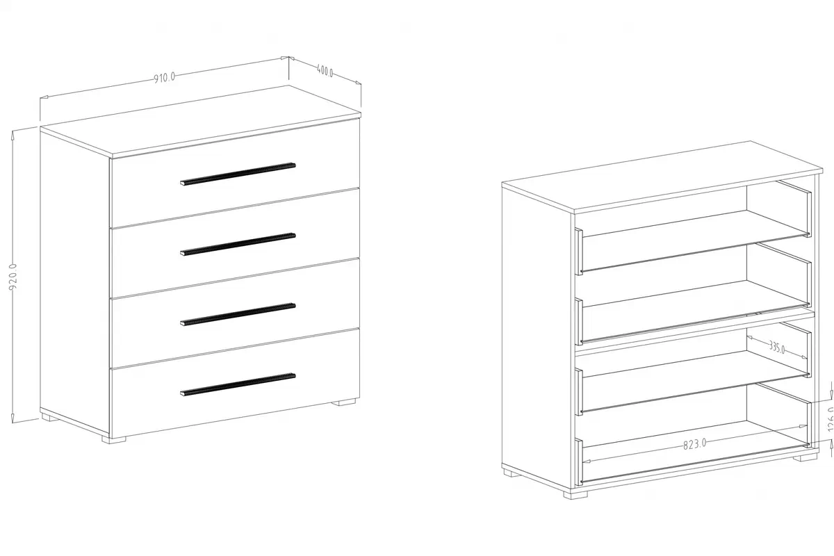 Komoda Beta 27 se zásuvkami 91 cm - Dub mauvella / černá Komoda Beta 27 s zásuvkami 91 cm - Dub mauvella / Černý