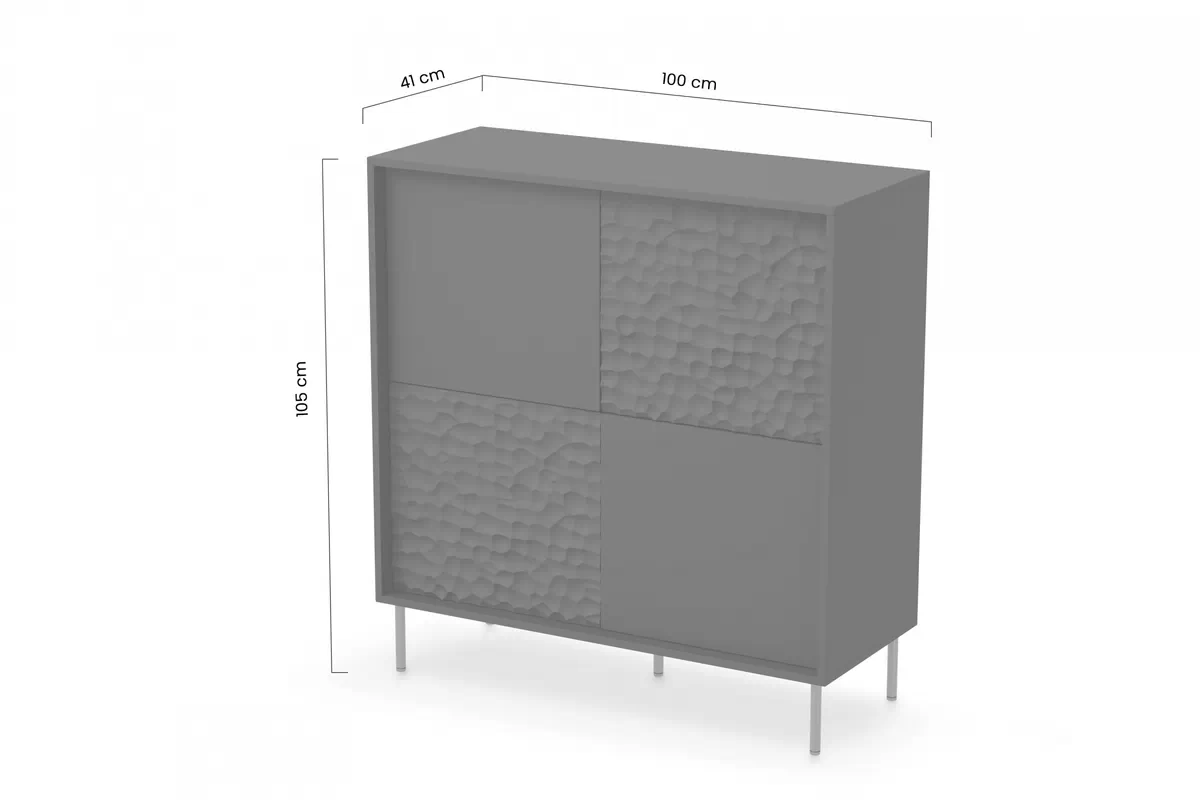 BULLET KM-2 komód - fekete / lábak: sárga Komód Bullet KM-2 100 cm - fekete / zlote Lábak