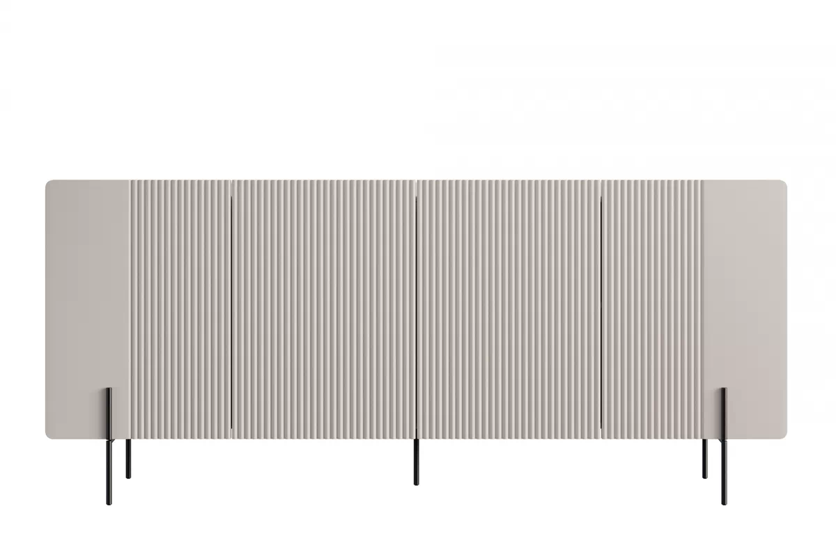 Komoda Malmi 200 cm - kašmírová / crema bianca / černé nožky Komoda čtyřdveřová na kovových nohách Malmi 200 cm - kašmír / crema bianca / černá nozki