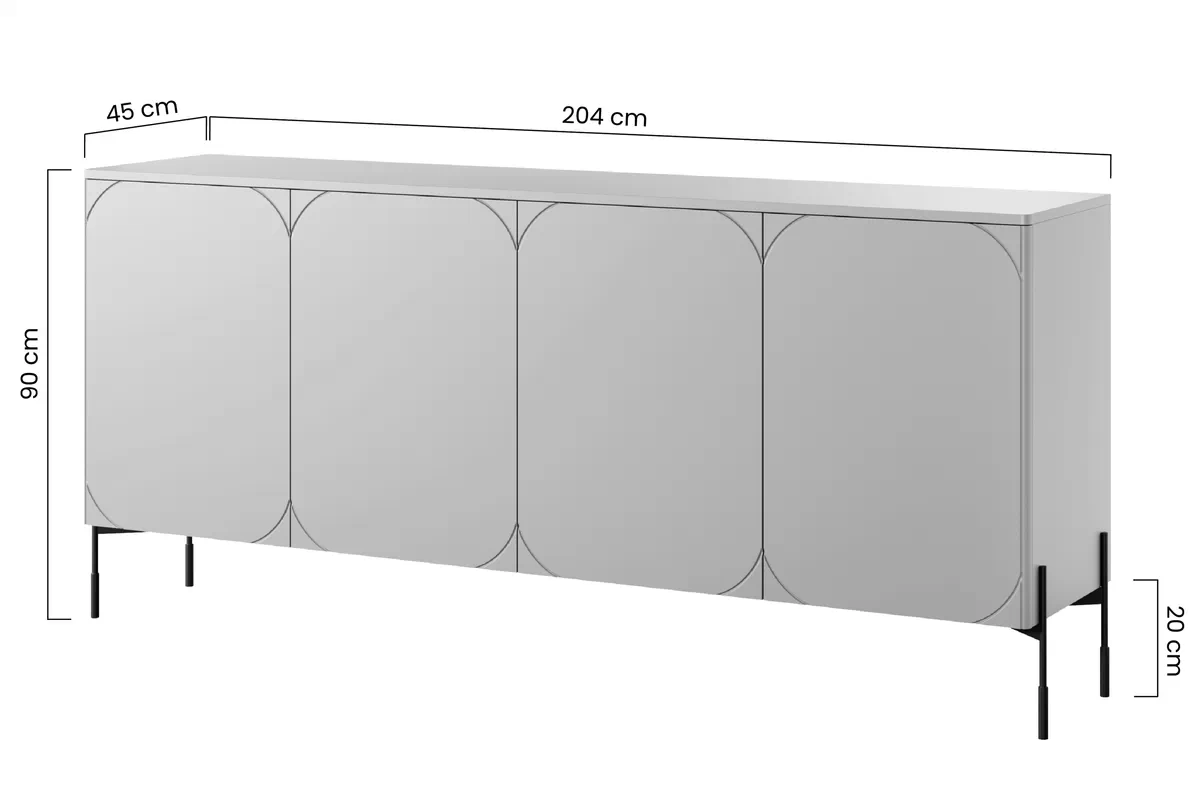 Comodă cu trei uși Sonatia 200 cm - cașmir Comoda cu patru uși pe bază de metal Sonatia 200 cm - cașmir