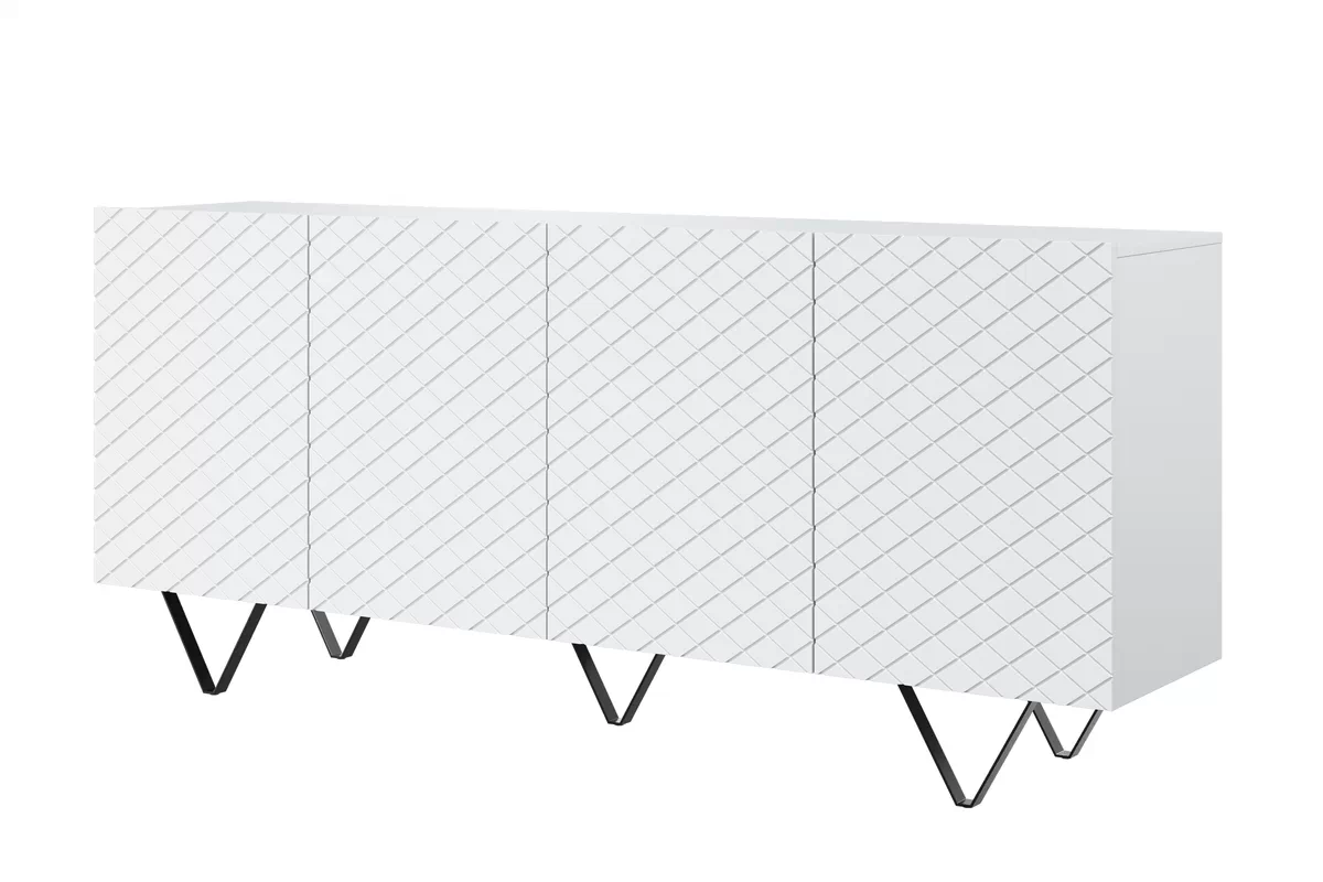 Komoda Scalia 4D 190 cm - biely mat / čierne nožičky Štvordverová Komoda Scalia 190 4D - biely mat / čierny nožičky