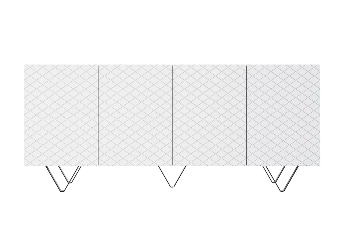 Komoda Scalia 4D 190 cm - biely mat / čierne nožičky Štvordverová Komoda Scalia 190 4D - biely mat / čierny nožičky