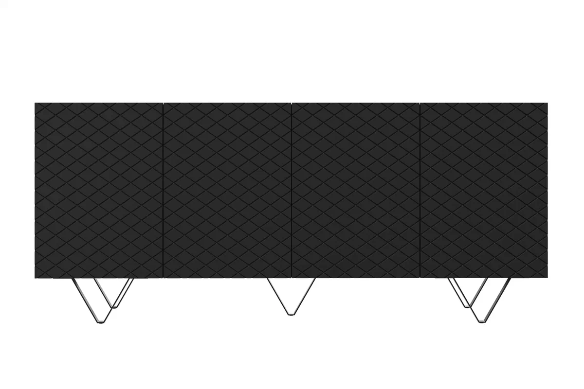 Komoda Scalia 190 4D - čierny mat / čierne nožičky Štvordverová Komoda Scalia 190 4D - Čierny mat / čierny nožičky