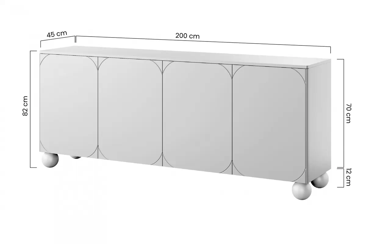 Komoda Sonatia II 200 cm s 2 ukrytými zásuvkami - kašmírová Komoda