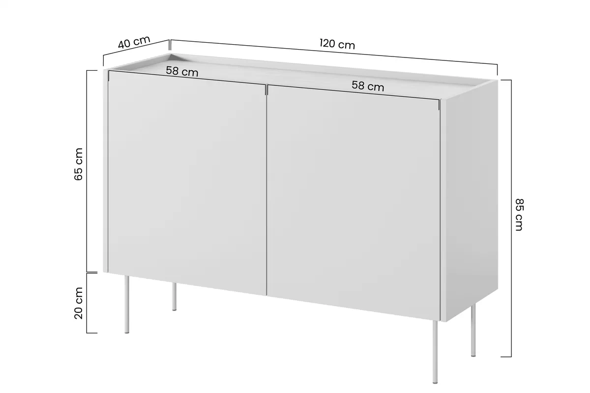 Desin kétajtós komód 120 2D - matt fekete / nagano-tölgy Komód Desin 120 cm z metalowymi nogami - matt fekete / dab nagano