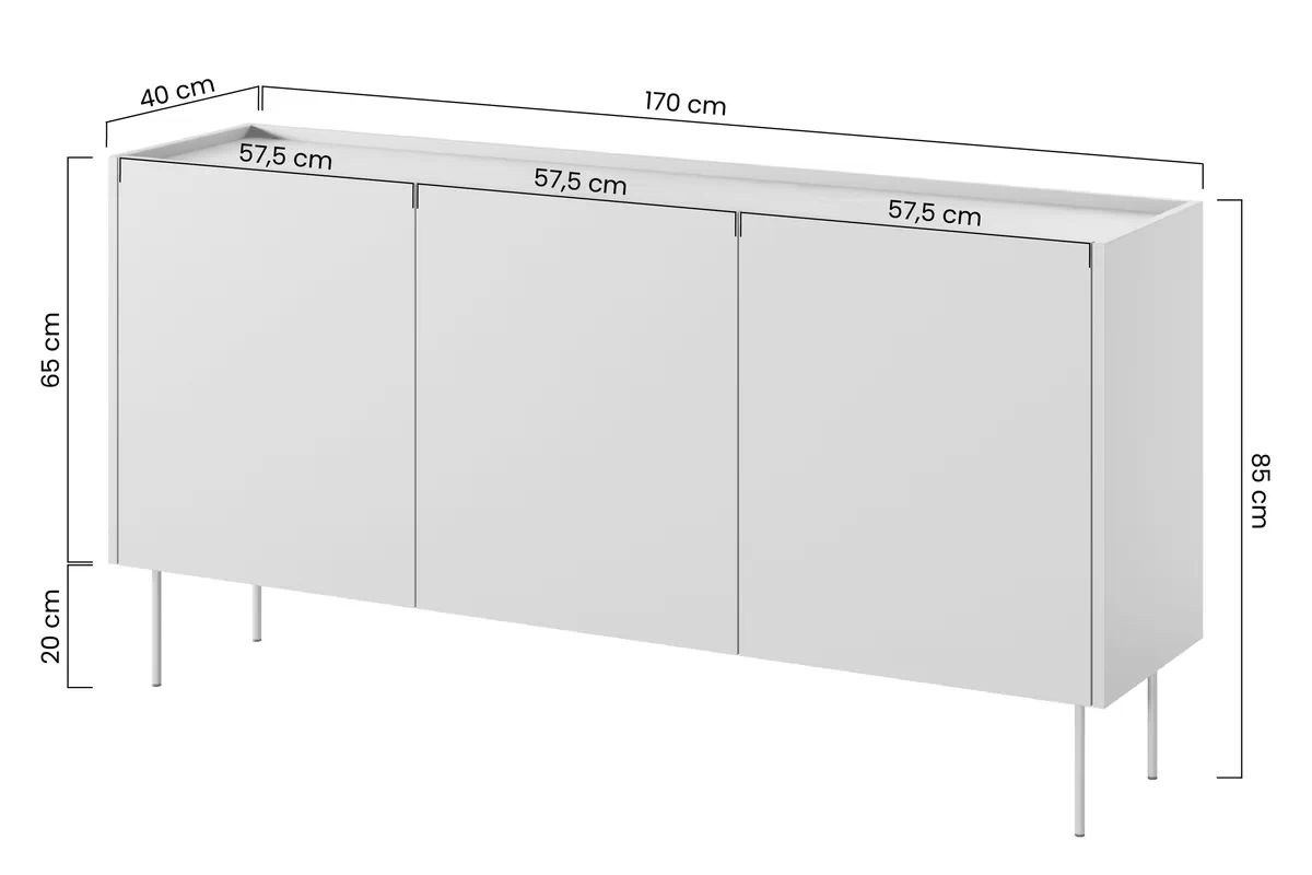 Komoda Desin 170 cm - čierny mat / dub nagano Komoda Desin 170 cm z metalowymi nogami - Čierny mat / Dub nagano