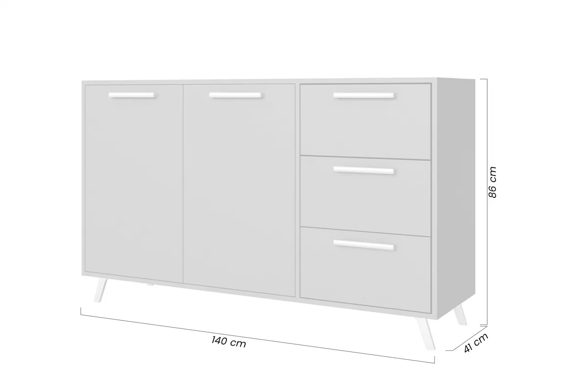 Komoda Lutori 139 cm - lahvově zelená Komoda dvoudveřová Lutori 140 cm se třemi  zásuvkami - láhvová zelená