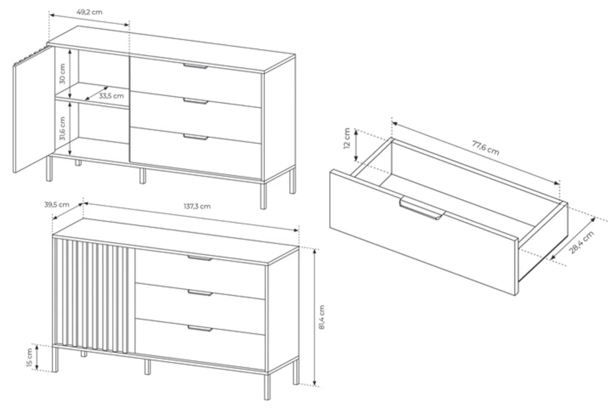 Komoda jednodverová Pavero s 3 zásuvkami 138 cm - Dub artisan/Antracitová Komoda jednodverová Pavero s 3 zásuvkami 138 cm - Dub artisan/Antracytová