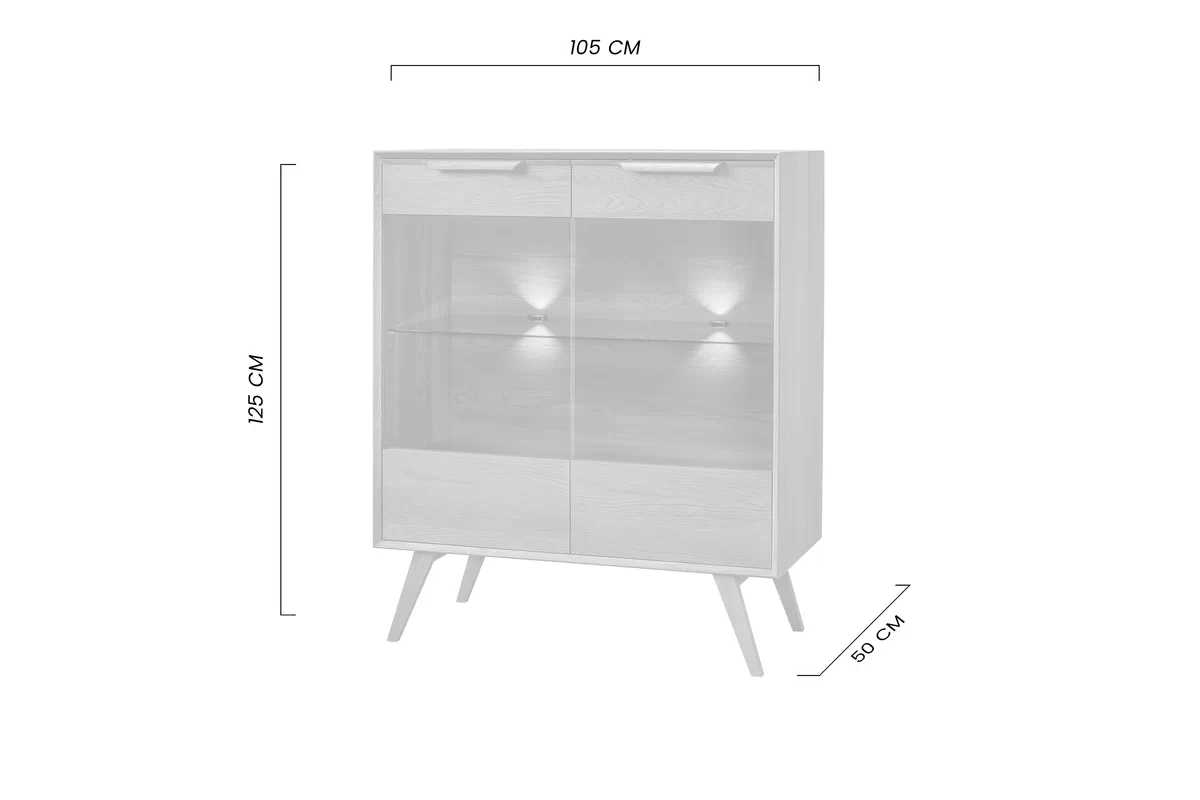 Komoda Leo 105 cm s prosklenými dvířky - dub rustical Komoda Leo z przeszklonym frontem 105 cm - dub rustical