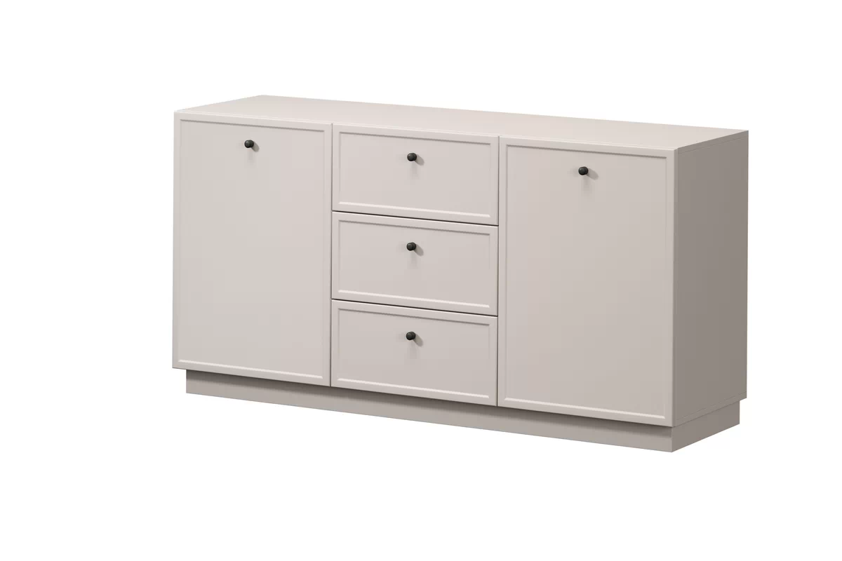 Komoda Lorini 150 cm so zásuvkami - kašmír / čierne úchytky Komoda Lorini 150 cm so zásuvkami - kašmír / čierny úchyty