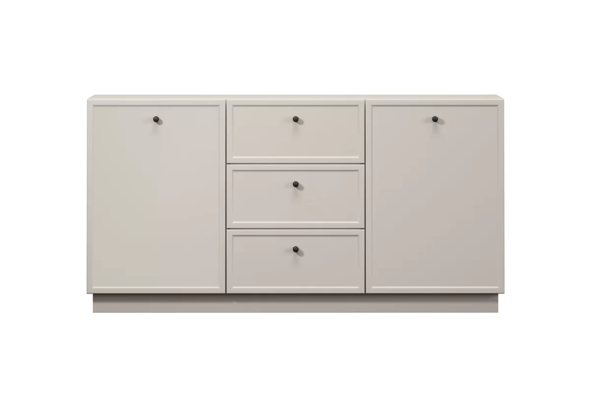 Komoda Lorini 150 cm so zásuvkami - kašmír / čierne úchytky Komoda Lorini 150 cm so zásuvkami - kašmír / čierny úchyty