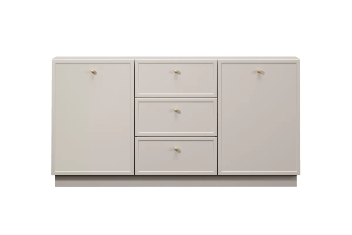 Komoda Lorini 150 cm so zásuvkami - kašmír / zlaté úchytky Komoda Lorini 150 cm so zásuvkami - kašmír / zlote úchyty