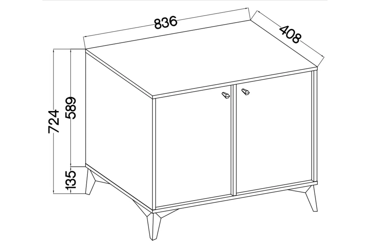 Komoda Lotina I 2F - 84 cm - eukalyptus / čierny nožičky Komoda Lotina I 2F - 84 cm - eukaliptus / čierny nožičky