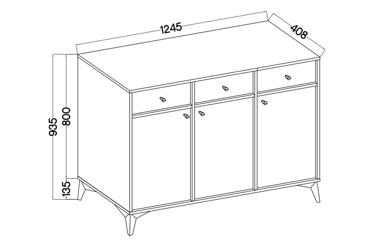 Komoda Lotina I 3F3S so zásuvkami 125 cm - eukalyptus / čierny nožičky Komoda Lotina I 3F3S so zásuvkami 125 cm - eukaliptus / čierny nožičky