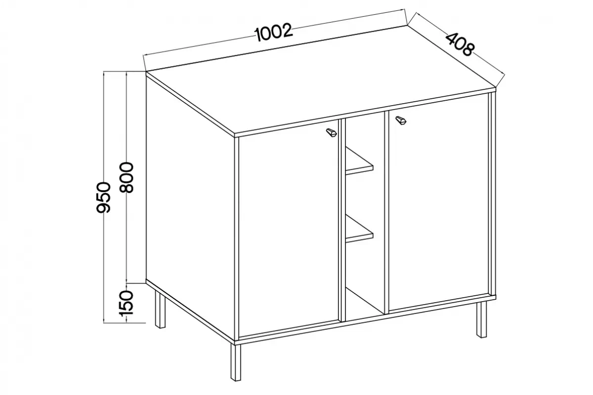 Komoda Lotina II 2F - 100 cm - eukalyptus / čierny nožičky Komoda Lotina II 2F - 100 cm - eukaliptus / čierny nožičky