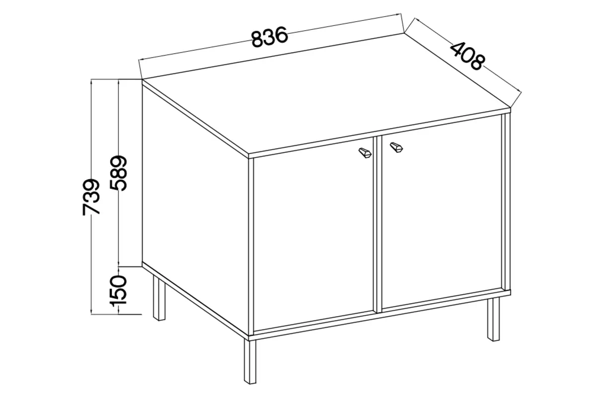 Komoda Lotina II 2F - 84 cm - Béžová Pieskový / zlaté nožičky Komoda Lotina II 2F - 84 cm - Béžová Pieskový / zlote nožičky