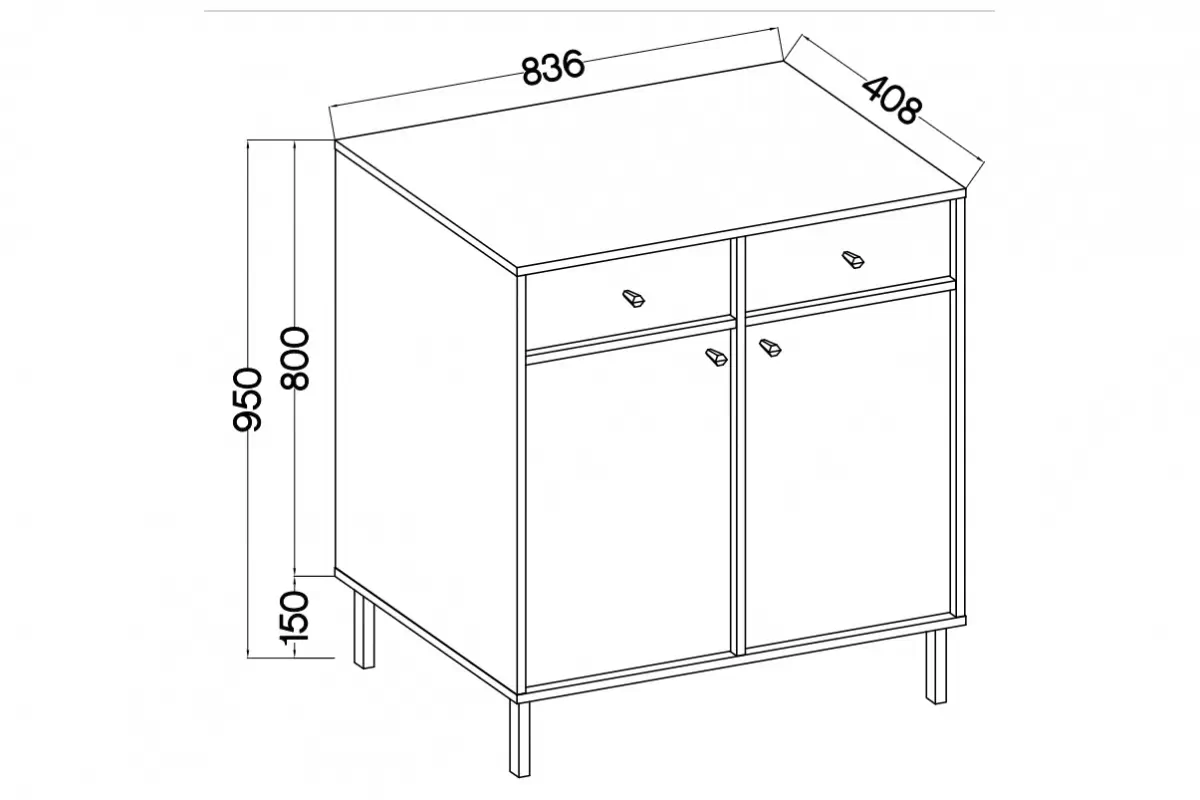 Komoda Lotina II 2F2S so zásuvkami 84 cm - eukalyptus / čierny nožičky Komoda Lotina II 2F2S so zásuvkami 84 cm - eukaliptus / čierny nožičky