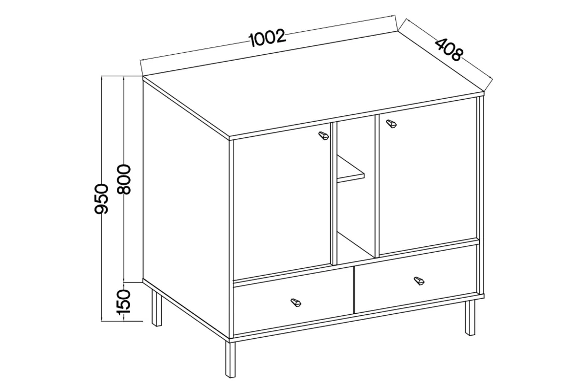 Komoda Lotina II 2F3S so zásuvkami 100 cm - eukalyptus / čierny nožičky Komoda Lotina II 2F3S so zásuvkami 100 cm - eukaliptus / čierny nožičky