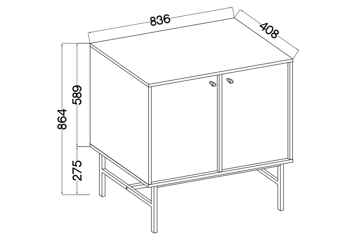 Komoda Lotina III 2F - 84 cm - eukalyptus / čierny nožičky Komoda Lotina III 2F - 84 cm - eukaliptus / čierny nožičky