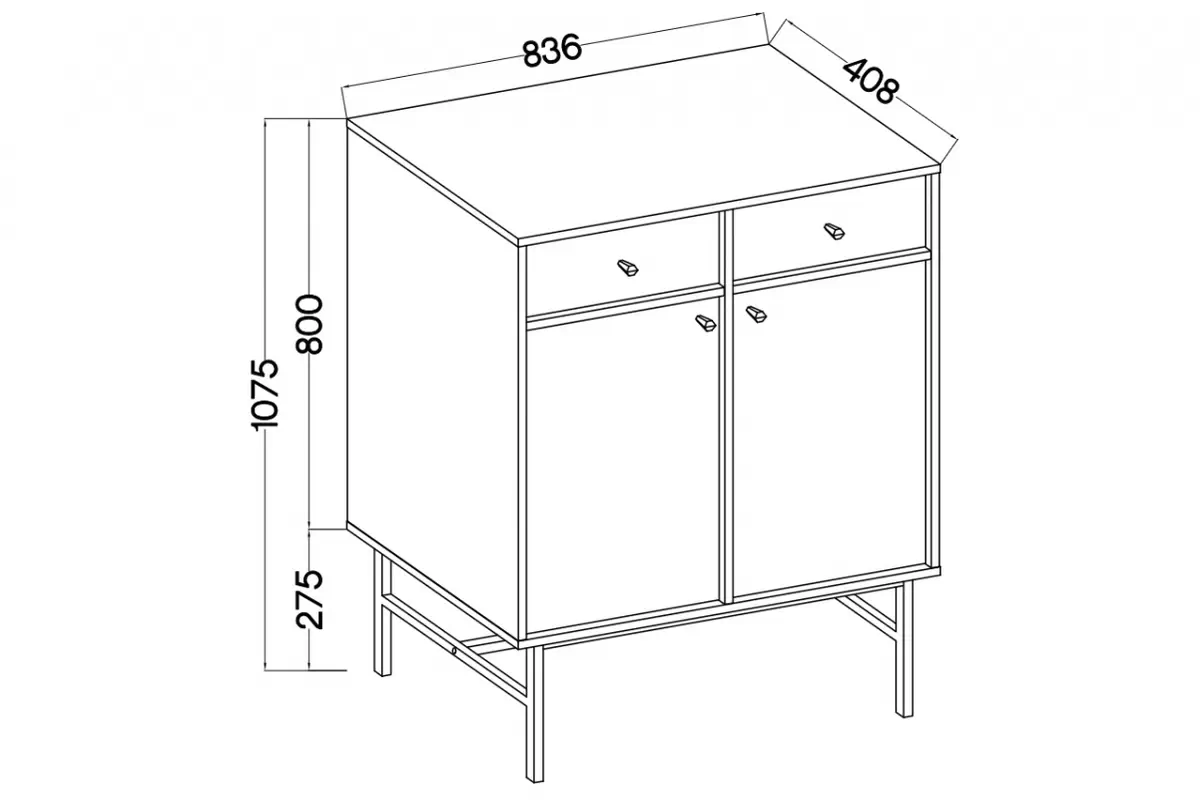 Komoda Lotina III 2F2S so zásuvkami 84 cm - eukalyptus / čierny nožičky Komoda Lotina III 2F2S so zásuvkami 84 cm - eukaliptus / čierny nožičky