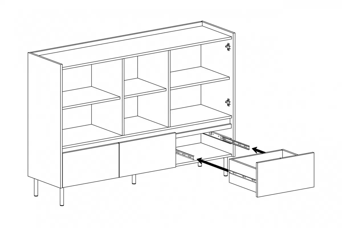 Komoda Luca 7 so zásuvkami 150 cm - eukalyptus / Dub baltic dune Komoda Luca 7 so zásuvkami 150 cm - eukaliptus / Dub baltic dune