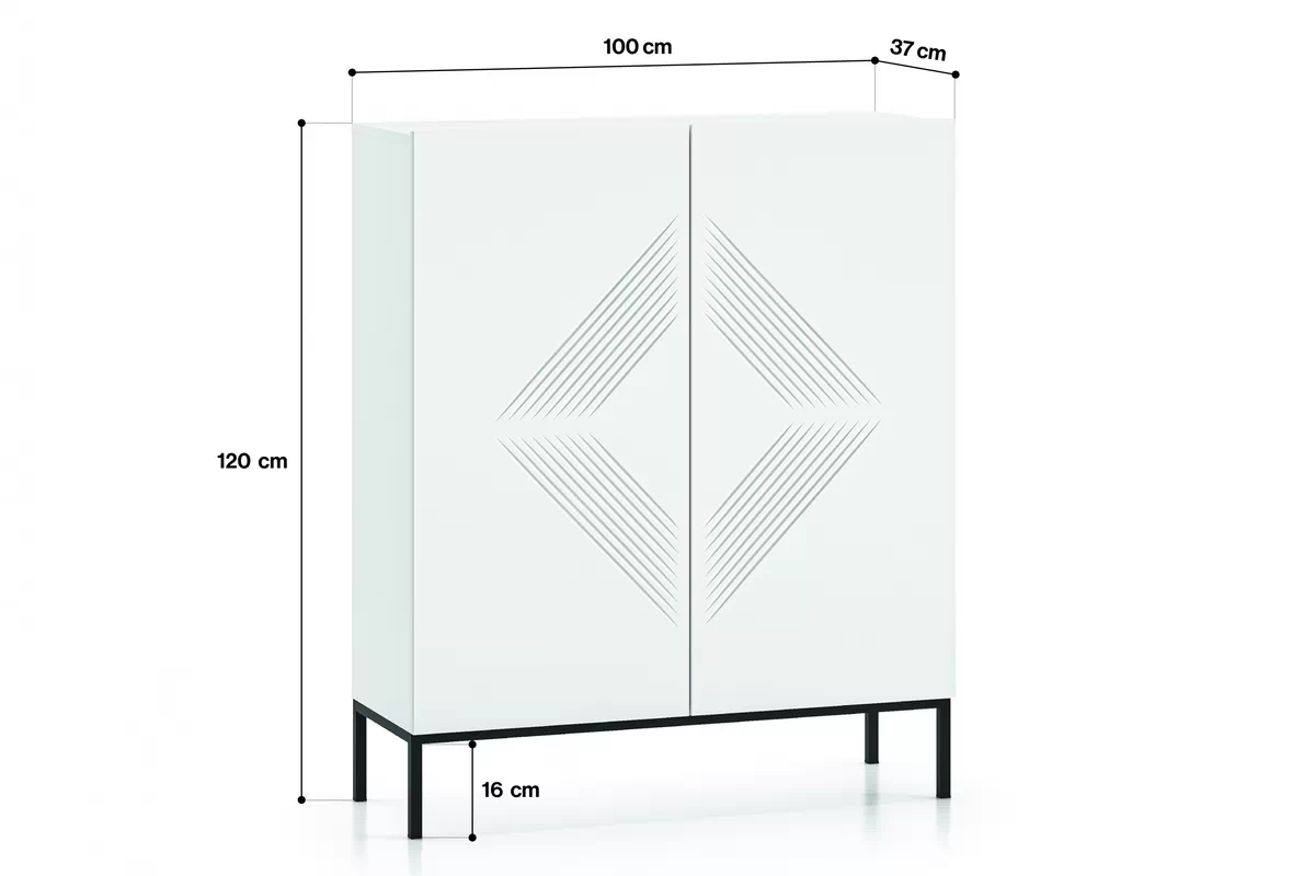 Komoda Pingli 01 - 100 cm - bílý mat / černá Rošt Komoda Pingli 01 - 100 cm - Bílý mat / Černý Rošt