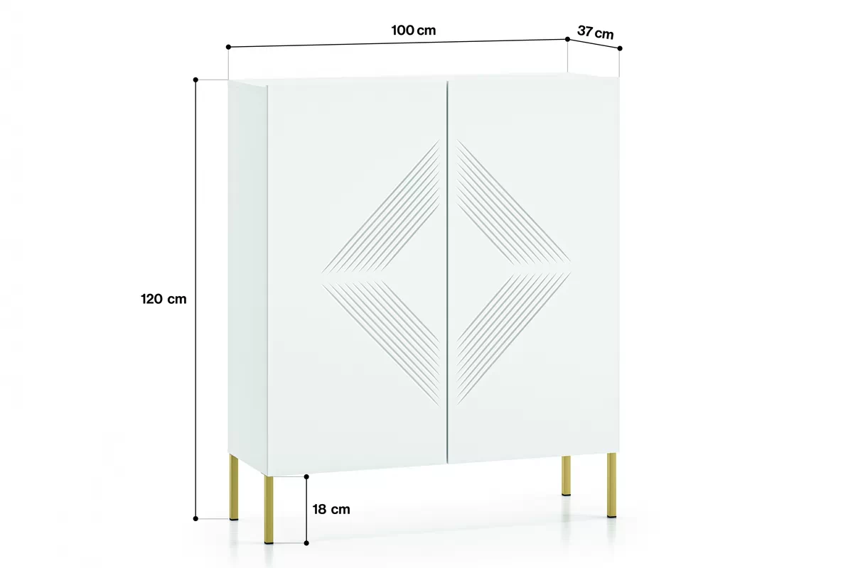 Komoda Pingli 01 - 100 cm - biely mat / zlaté Nohy Komoda Pingli 01 - 100 cm - biely mat / zlote Nohy