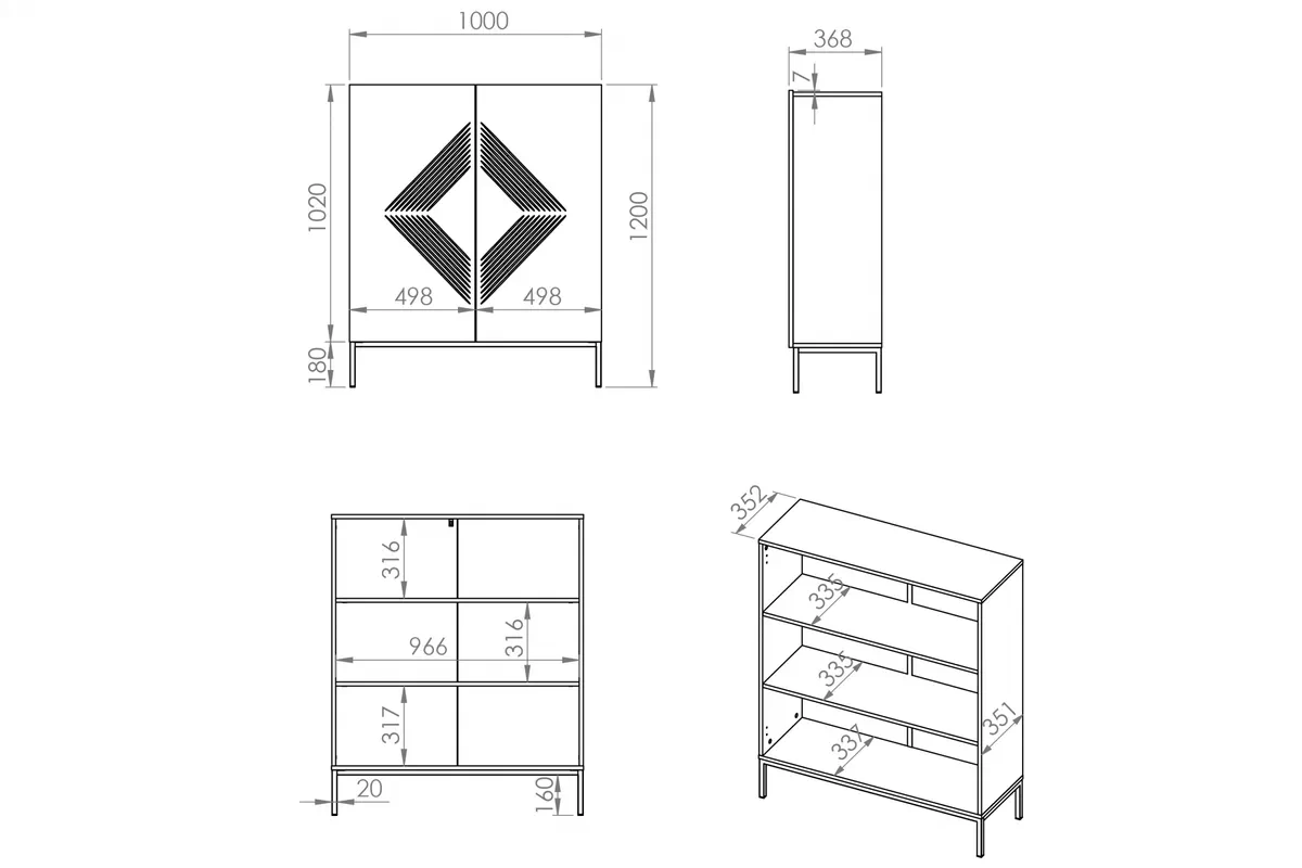 Komoda Pingli 01 - 100 cm - bílý mat / zlatý Rošt Komoda Pingli 01 - 100 cm - Bílý mat / zlatý Rošt