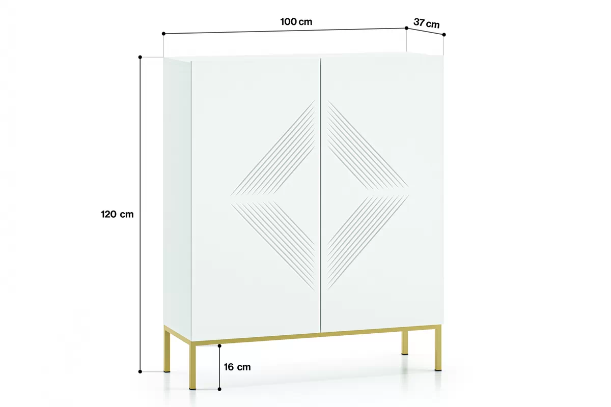 Komoda Pingli 01 - 100 cm - bílý mat / zlatý Rošt Komoda Pingli 01 - 100 cm - Bílý mat / zlatý Rošt