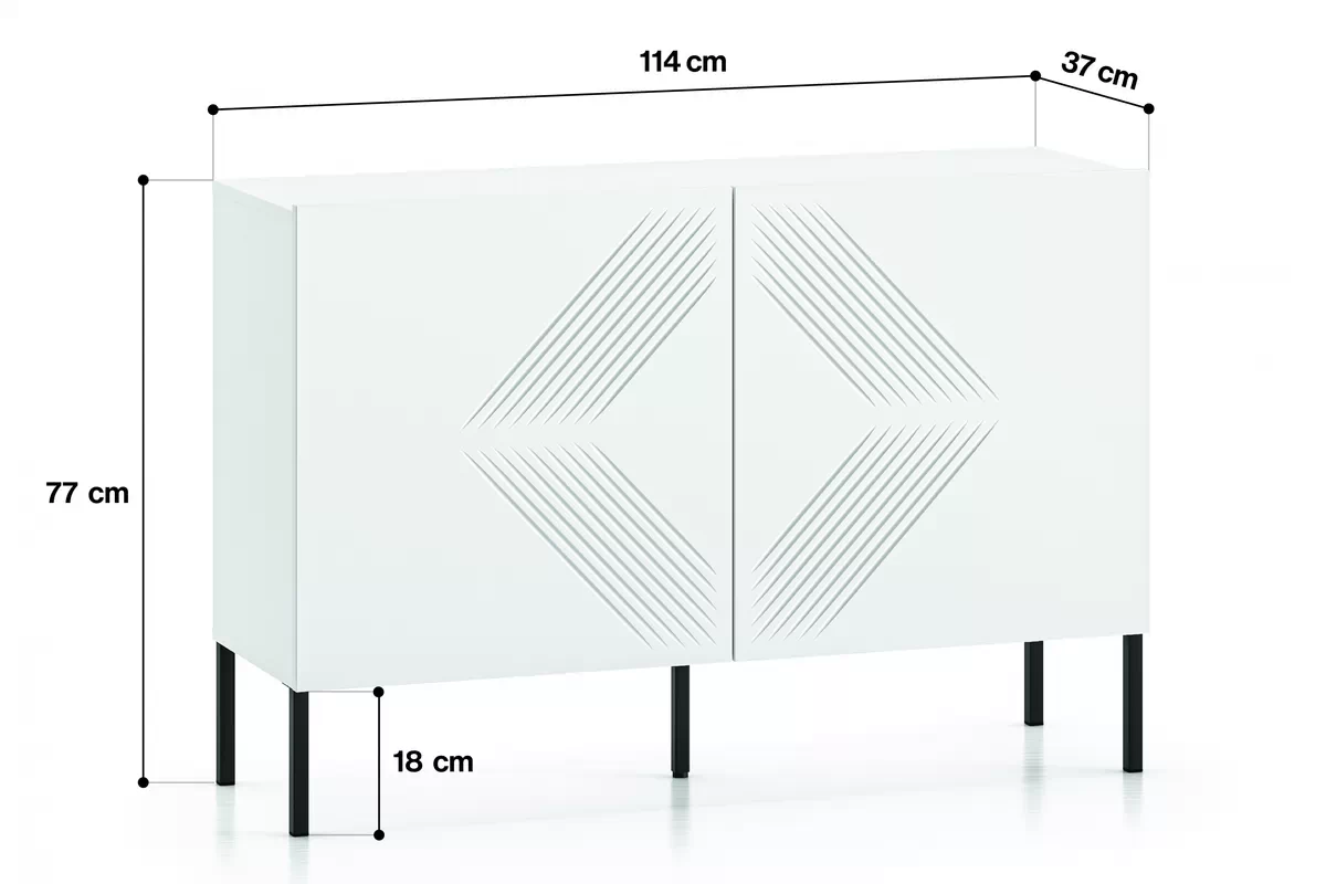 Komoda Pingli 03 - 114 cm - bílý mat / černé nohy Komoda Pingli 03 - 114 cm - Bílý mat / černé Nohy