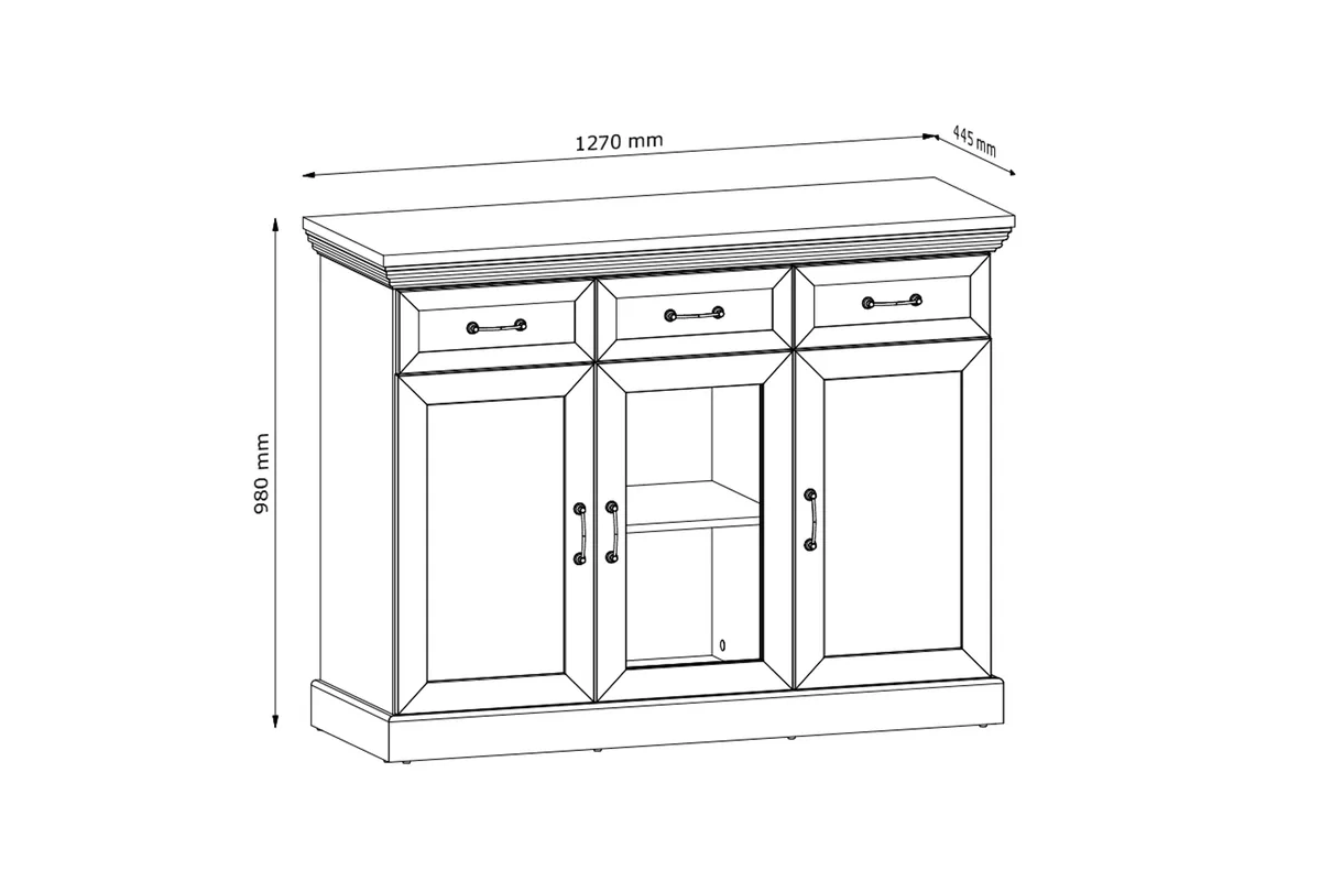 Komoda Royal K1S - Borovica Nordic/Divoký dub Komoda Royal trojdverová 127 cm - Borovica Nordic/Divoký dub